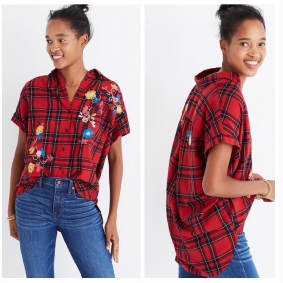 Madewell Tops - Madewell Embroidered Central Shirt In Dahl Plaid M